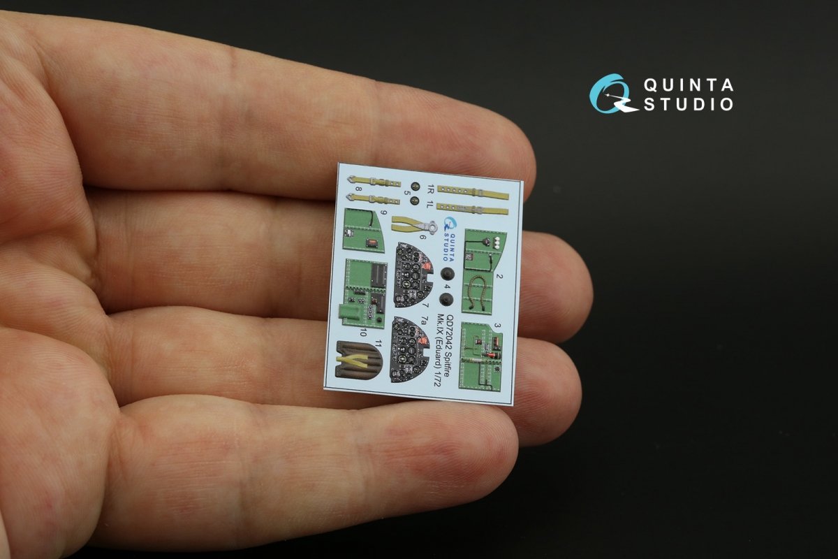 Quinta Studio QD72042 Spitfire Mk.IX 3D-Printed &amp;amp; coloured Interior on decal paper (Eduard) 1/72 – immagine 4