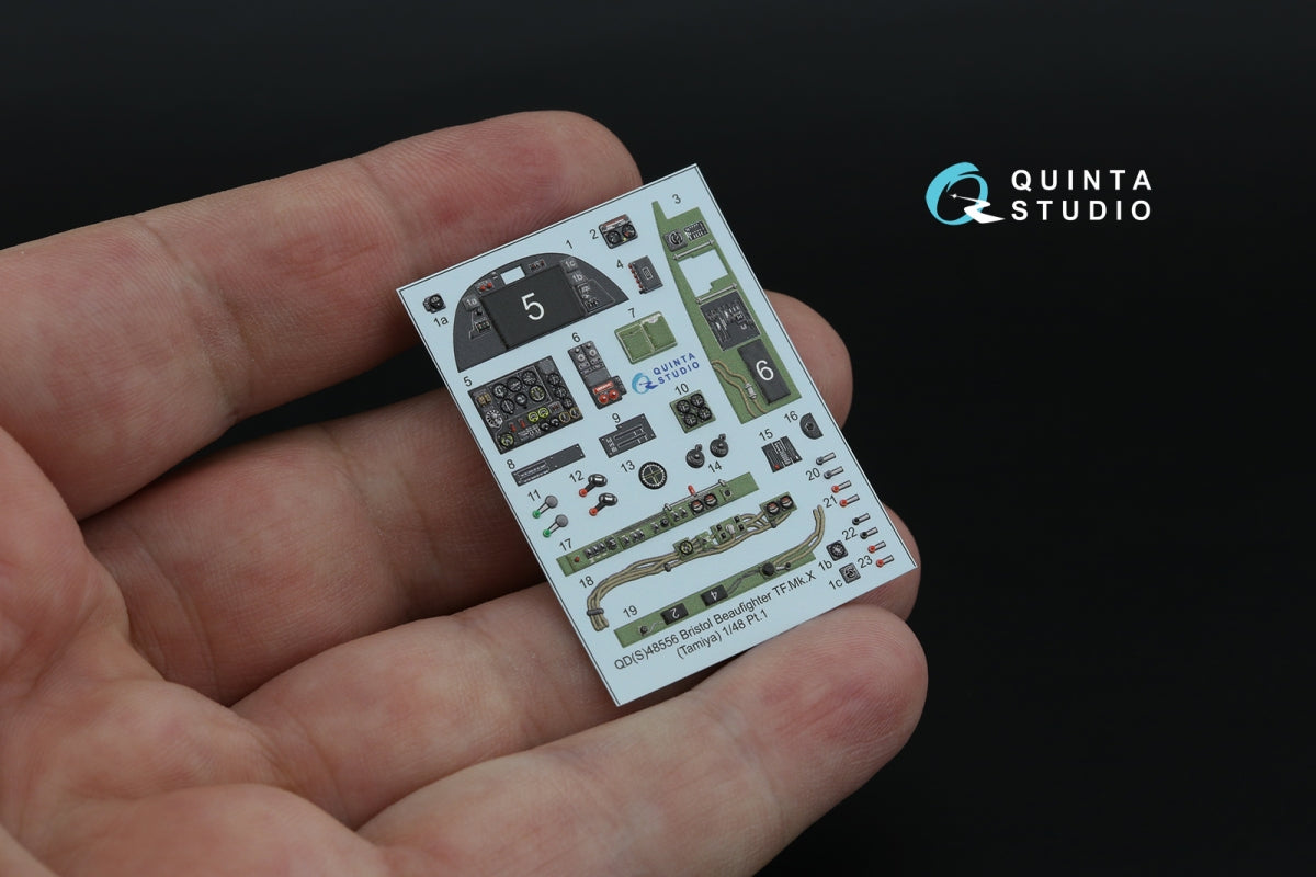 Quinta Studio QD+48556 Bristol Beaufighter TF.Mk.X 3D-Printed &amp;amp; coloured Interior on decal paper (Tamiya) (with 3D-printed resin parts) 1/48 – immagine 4