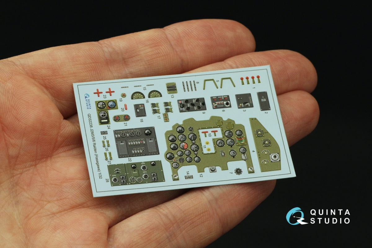 Quinta Studio QD32238 Mitsubishi J2M3/5/6 Raiden 3D-Printed colored Interior on decal paper (Hasegawa) 1/32 – image 3