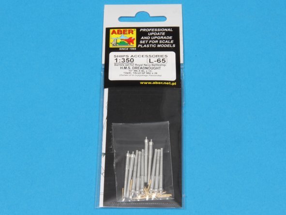 Aber 350L-65 Set of Barrels for H.M.S. Dreadnought battleship: 12&amp;#39;&amp;#39; Mk.X BLx 10pcs., 12cwt QF Mk I x 26pcs. 1/350 – Bild 5