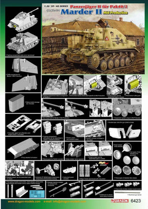 Dragon 6423 Panzerjager II fur Pak 40/2, Sd.Kfz.131 Marder II Mid Production 1/35 – immagine 3