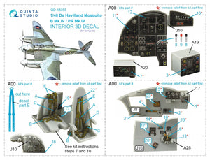 Quinta Studio QD48355 DH Mosquito B Mk.IV/PR Mk.IV 3D-Printed &amp;amp; coloured Interior on decal paper (Tamiya) 1/48 – imagen 7