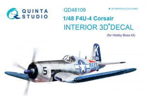 Quinta Studio QD48109 F4U-4 3D-Printed &amp;amp; coloured Interior on decal paper (for HobbyBoss kit) 1/48