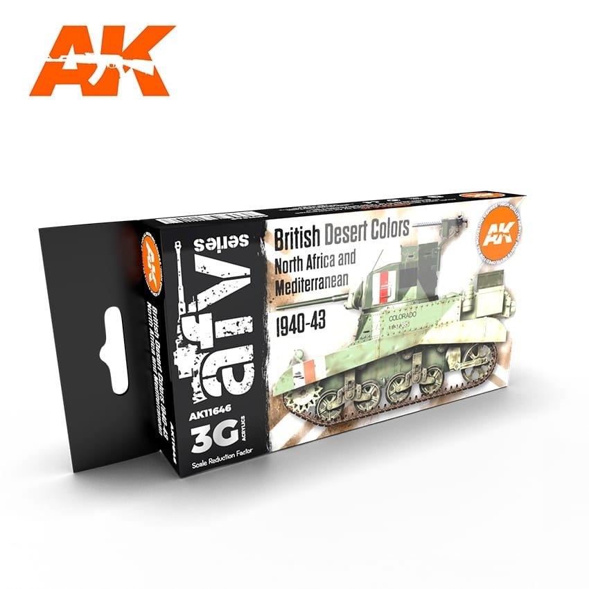 AK Interactive AK11646 3G BRITISH DESERT COLORS NORTH AFRICA AND MEDITERRANEAN 1940-1943 6x17ml