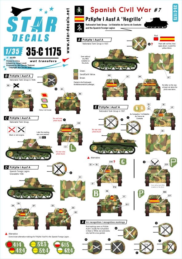 Star Decals 35-C1175 Guerre civile espagnole n° 7 1/35