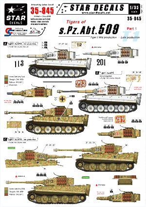 Star Decals 35-845 Tigers of s.Pz.Abt. 509 # 1 1/35