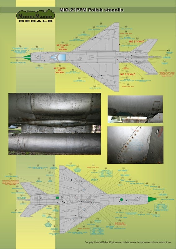 ModelMaker Decals D48020 MiG-21PFM/M/MF/bis/UM Polish stencils 1/48 – Bild 10