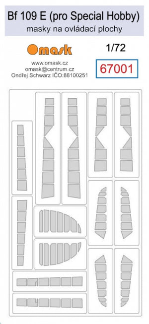 Masques Omask 67001 Bf 109 E pour surfaces de contrôle (pour SH) 1/72