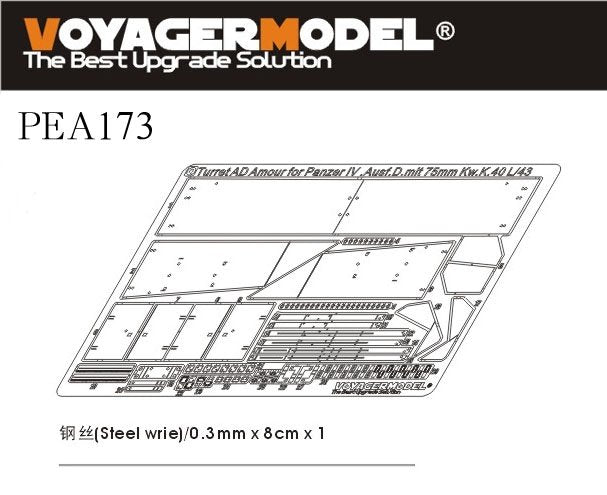 Voyager Model PEA173 WWII German Pz.Kpfw.IV Ausf.D mit 75mm Kw.K.40 L/43 Turret Armor (For DRAGON 6330) 1/35