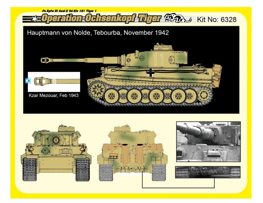 Dragon 6328 WWII German Pz.Kpfw.VI Tiger I Early Production 501 abt Operation Ochsenkopf 1/35 – immagine 3