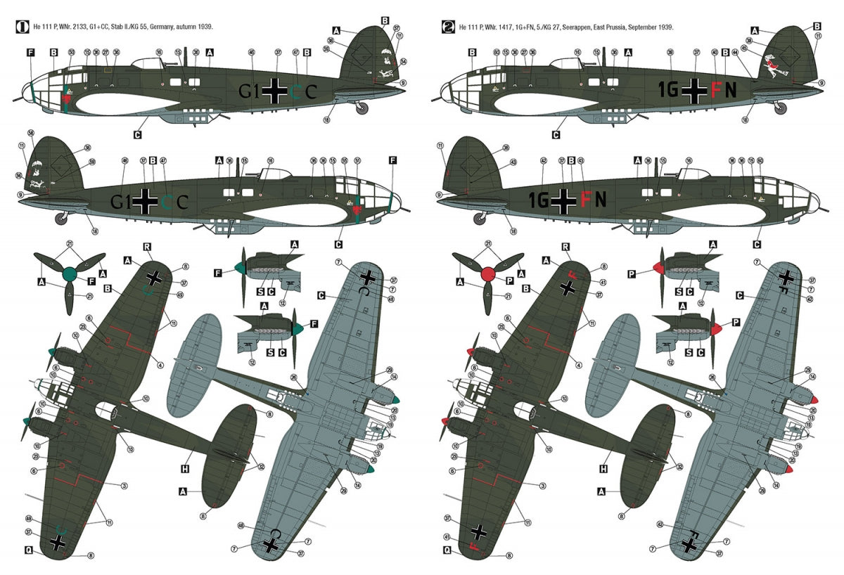 Hobby 2000 72076 Heinkel He 111 P Outbreak of War 1939 ( HASEGAWA + CARTOGRAF + MASKI ) 1/72 – Bild 2