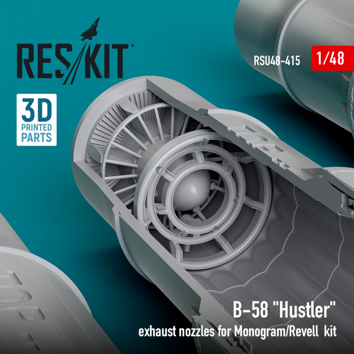 RESKIT RSU48-0415 B-58 &amp;quot;Hustler&amp;quot; exhaust nozzles for Monogram/Revell kit (3D Printed) 1/48 – Bild 2