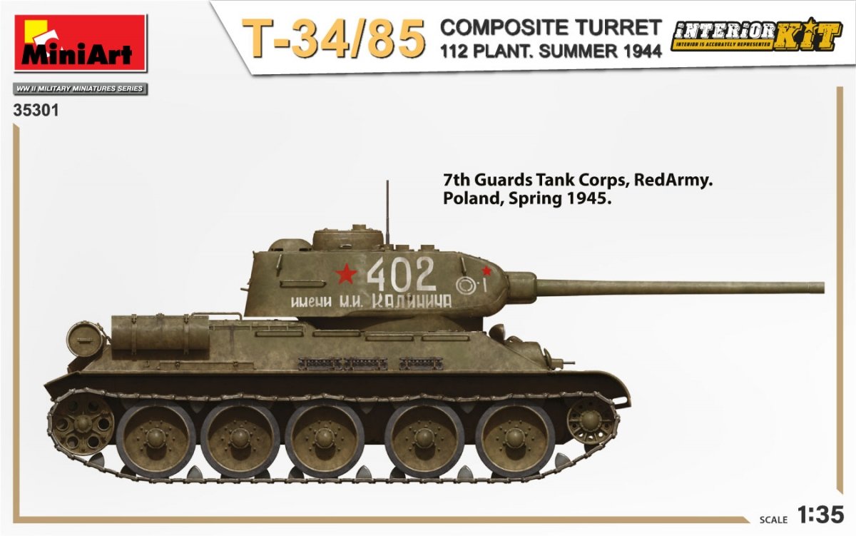 MiniArt 35301 T-34/85 COMPOSITE TURRET. 112 PLANT. SUMMER 1944 INTERIOR KIT 1/35 – immagine 7
