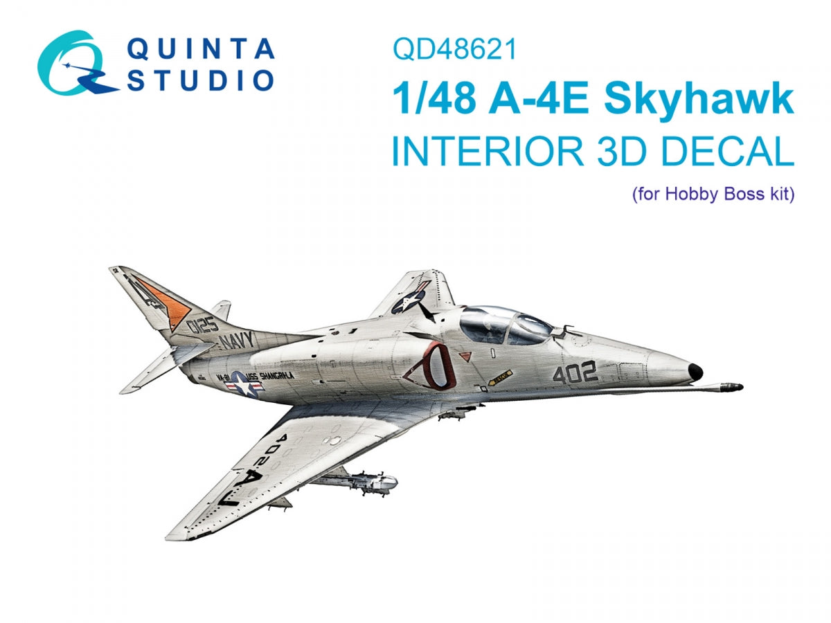 Quinta Studio QD48621 A-4E Skyhawk 3D-Printed & coloured Interior on decal paper ( Hobby Boss ) 1/48