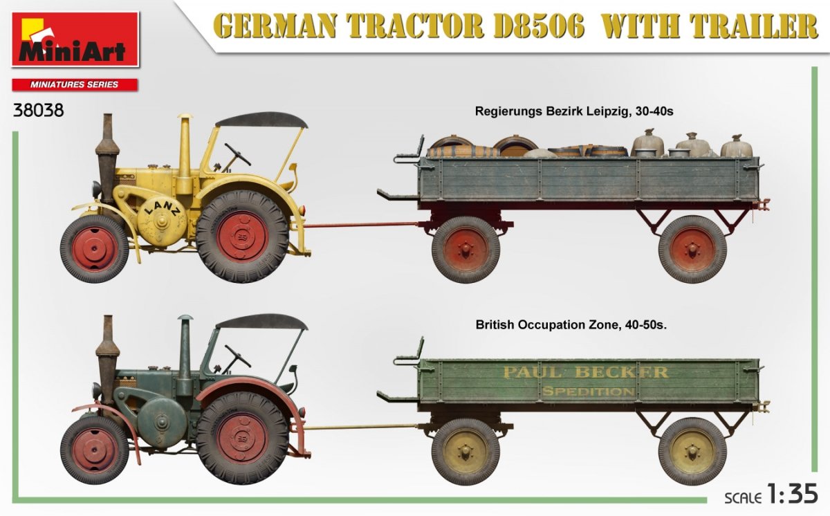 MiniArt 38038 German Tractor D8506 with trailer 1/35 – image 4