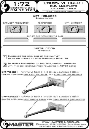 Master GM-72-023 PzKpfw VI Tiger I - gun mantlets - 3 optional types - to be used with gun barrels from sets GM-72-021 and GM-72-022 1/72 – imagen 7