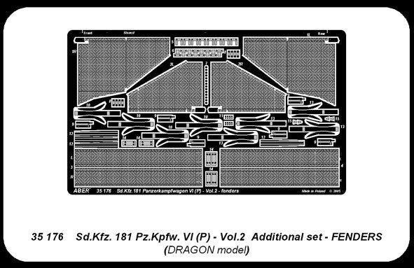 Aber 35176 Sdkfz.181 Pzkpfw.VI (P) vol.2 - Additional set Fenders 1/35 – zdjęcie 2