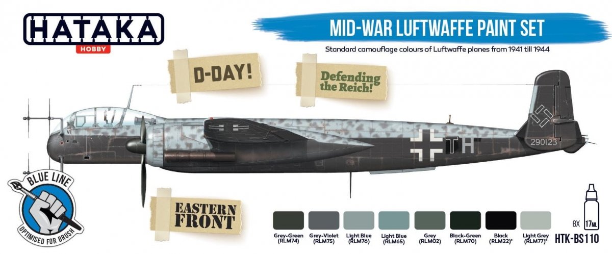 Hataka HTK-BS110 Mid-War Luftwaffe Paint Set (8x17ml)