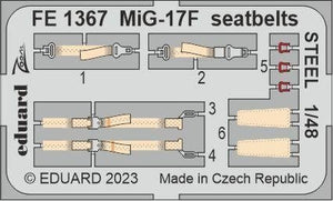 Ceintures de sécurité Eduard FE1367 MiG-17F, munitions en acier, échelle 1/48