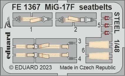 Ceintures de sécurité Eduard FE1367 MiG-17F, munitions en acier, échelle 1/48