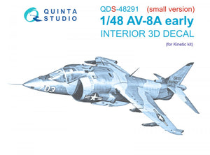 Quinta Studio QDS-48291 AV-8A Early 3D-Printed &amp;amp; coloured Interior on decal paper (Kinetic) (Small version) 1/48