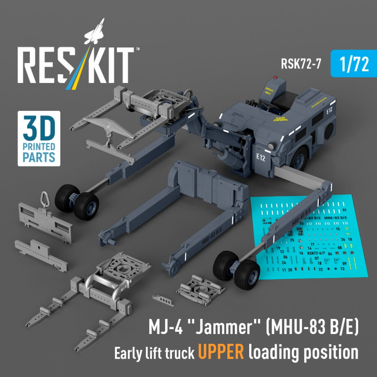 RESKIT RSK72-0007 MJ-4 "Jammer" (MHU-83 B/E) Early lift truck UPPER loading position (3D Printed model kit) 1/72