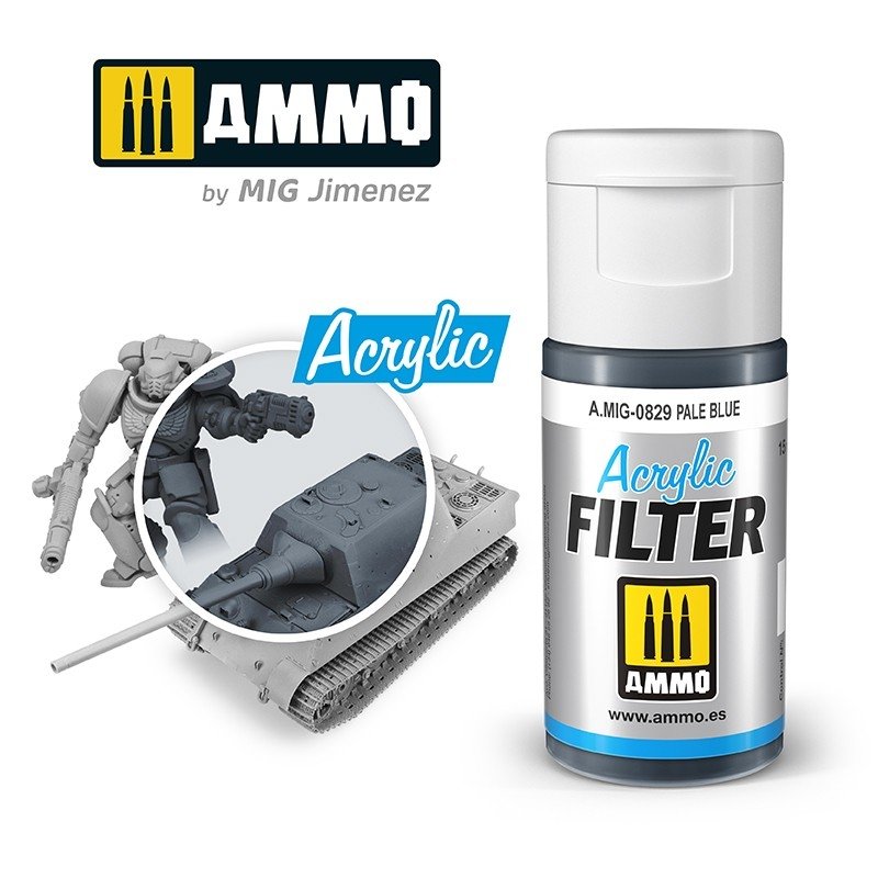 Filtre acrylique Ammo of Mig 0829 bleu pâle 15 ml
