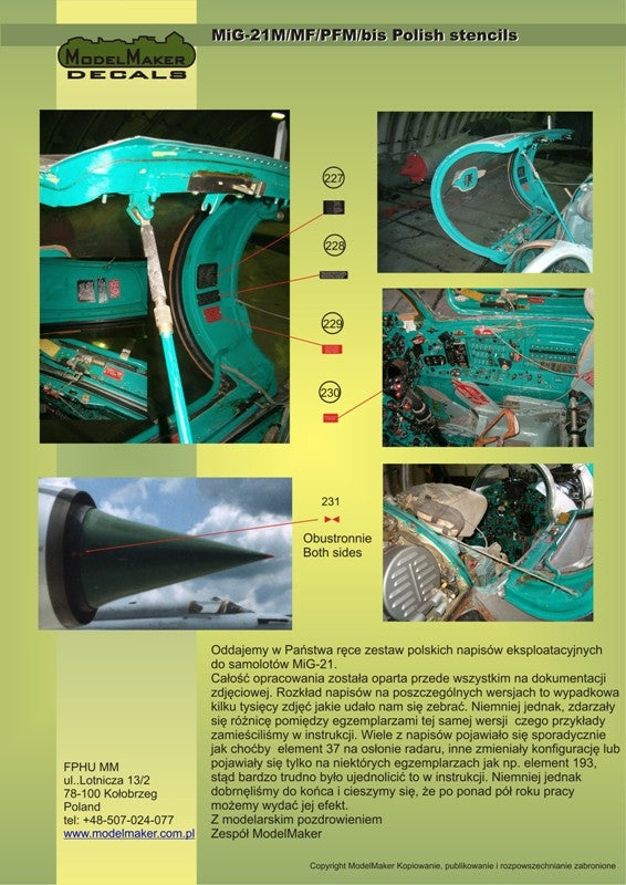 ModelMaker Decals D48020 MiG-21PFM/M/MF/bis/UM Polish stencils 1/48 – Bild 11