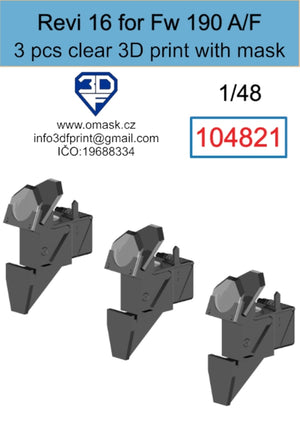 Omask 104821 Revi 16 for Fw 190 A/F Clear 3D Print (3 pcs) 1/48 – immagine 2