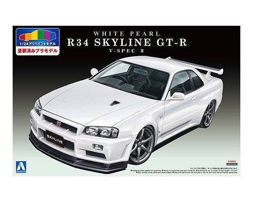 Aoshima 00860 R34 SKYLINE GT-R V-SPEC 2 (White Pearl) (NISSAN) 1/24