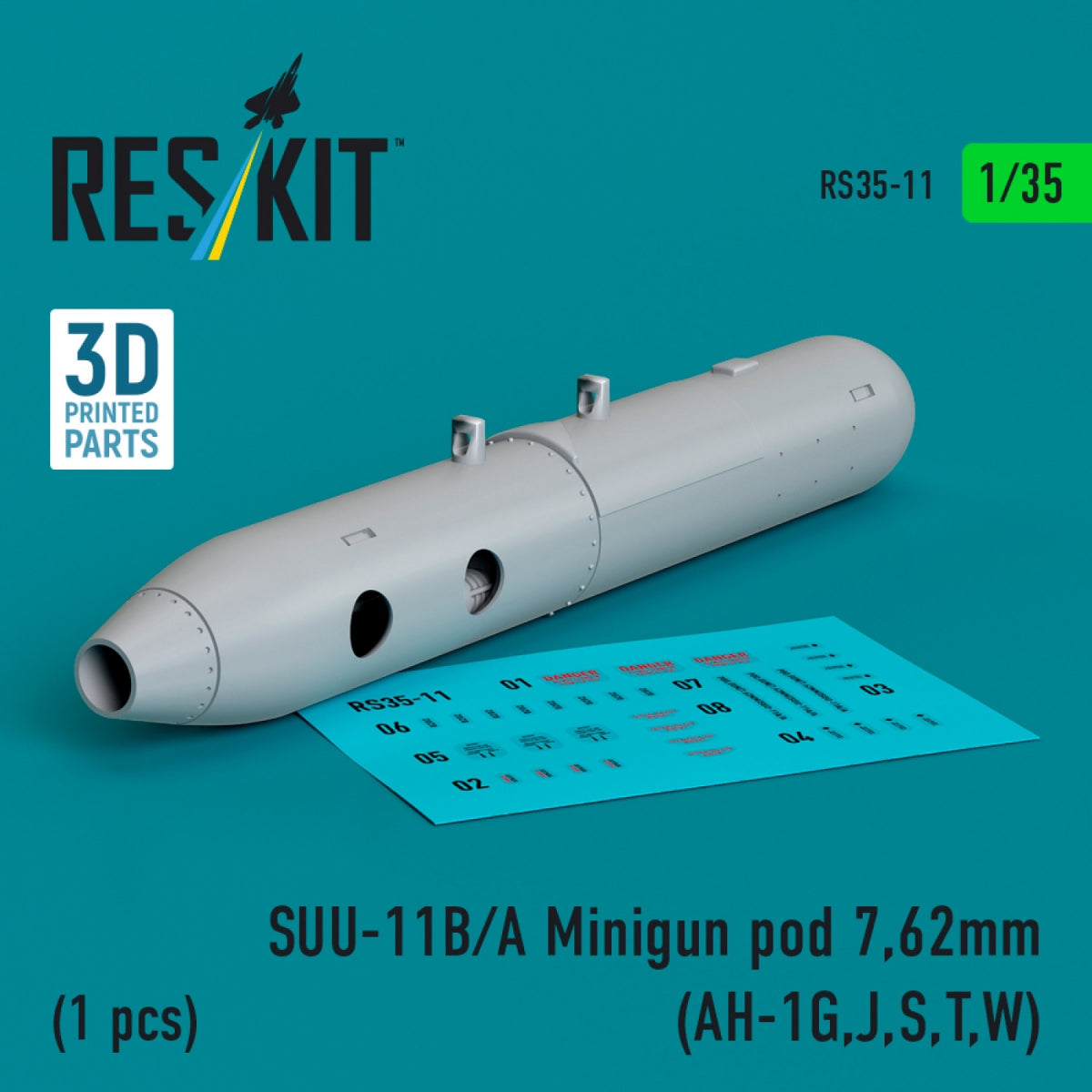 RESKIT RS35-0011 SUU-11B/A Minigun pour calibre 7,62 mm (1 pièce) (AH-1G,J,S,T,W) (Impression 3D) 1/35