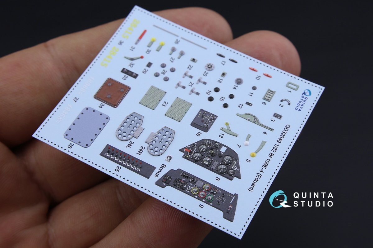 Quinta Studio QD32049 Bf 109E-4 3D-Printed &amp;amp; coloured Interior on decal paper (for Eduard kit) 1/32 – immagine 3