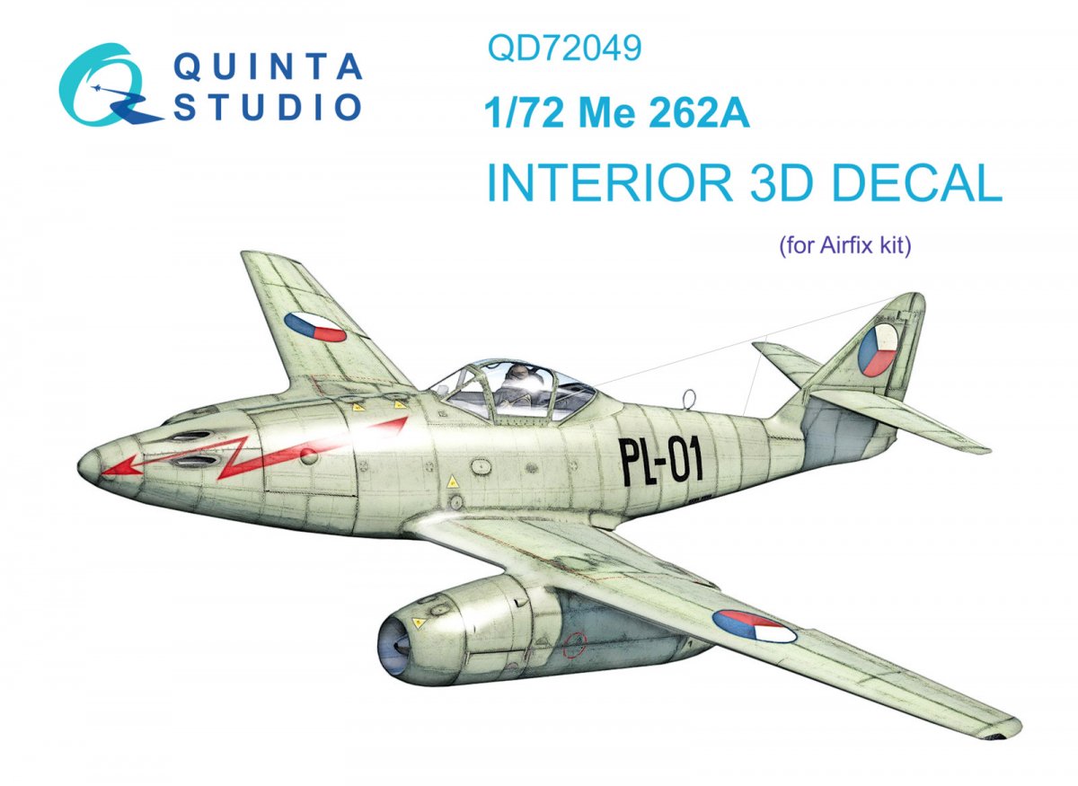 Quinta Studio QD72049 Me-262A 3D-Printed &amp; colored Interior on decal paper (Airfix) 1/72