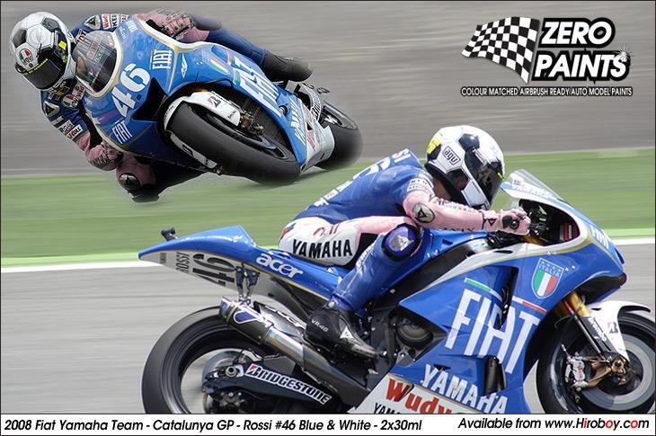 Peinture Zero Paints ZP-1199 2008 Fiat Yamaha Team Catalunya GP - Rossi n° 46 Bleu et Blanc - 2 x 30 ml