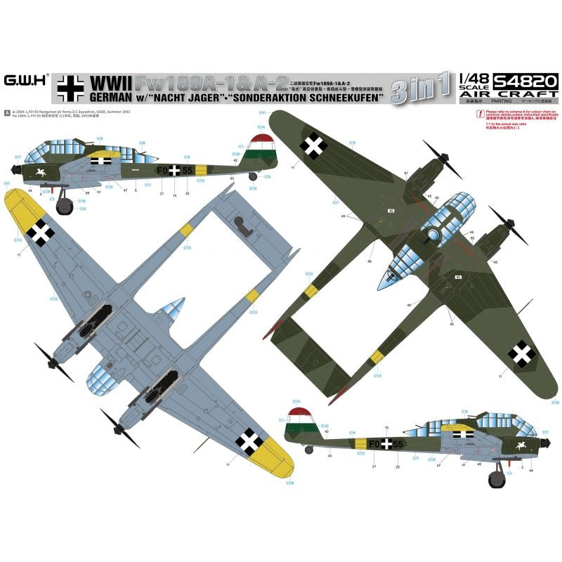 Great Wall Hobby S4820 Fw189A-1&amp;amp;A-2 /w &amp;quot;Nacht Jager&amp;quot; - &amp;quot;Sonderaktion Schneekufen&amp;quot; 1/48 – Bild 4