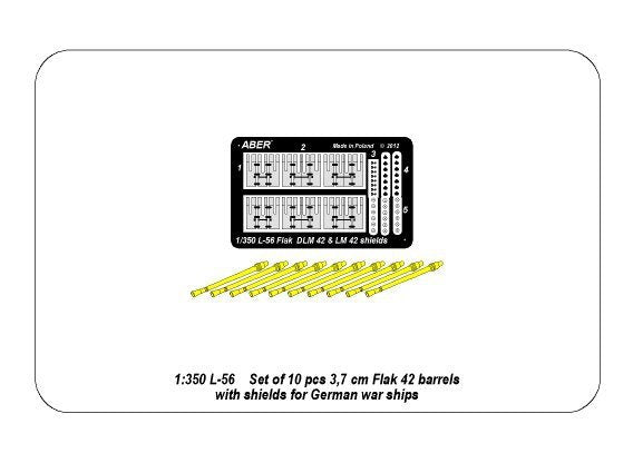Aber 350L-56 Canons de navire à l&amp;#39;échelle 1/350 Ensemble de 10 canons de 3,7 cm pour Flak 42 allemand avec boucliers (1/350)  – image 5