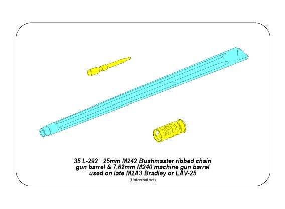 Aber 35L-292 Zestaw luf: 25mm M242 Bushmaster późny żłobiony i 7,62mm M240 do M2A3 Bradley lub LAV 25 1/35 – imagen 5