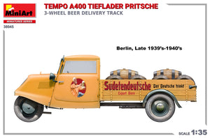 MiniArt 38045 TEMPO A400 TIEFLADER PRITSCHE CAMION DE LIVRAISON DE BIÈRE À 3 ROUES 1/35 – image 3
