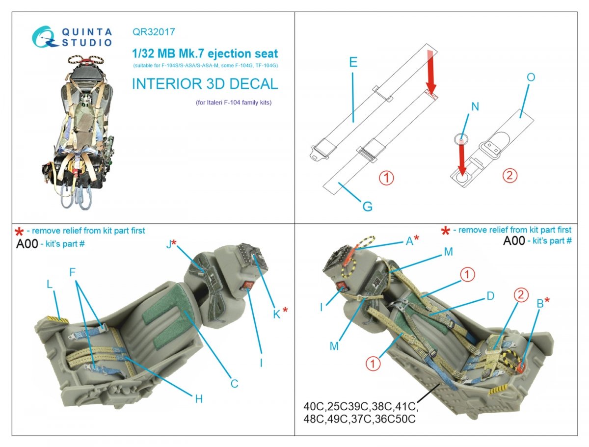 Quinta Studio QR32017 MB Mk.7 seat for F-104 family (Italeri) 1/32 – image 2
