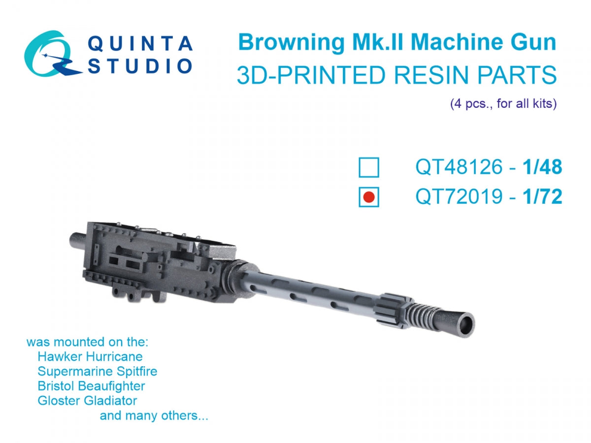 Quinta Studio QT72019 Mitrailleuse Browning Mk.II, 4 pièces (tous kits) 1/72