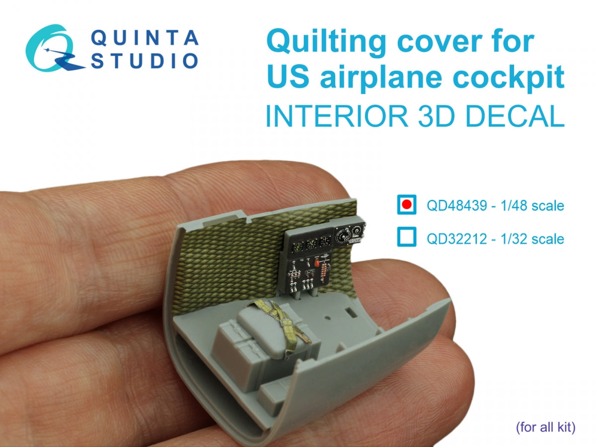 Quinta Studio QD48439 Quilting cover for US airplane cockpit. 3D-Printed coloured Interior on decal paper (All kits) 1/48 – immagine 5