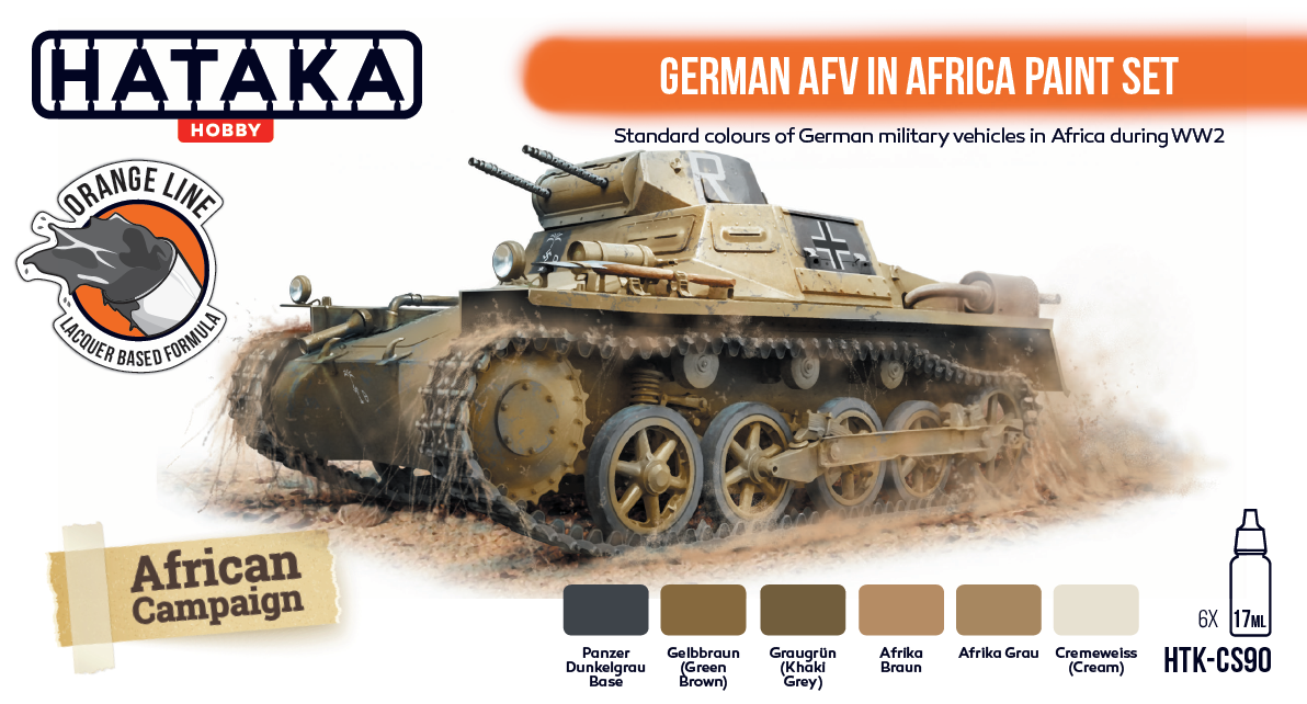 Hataka HTK-CS90 ORANGE LINE – Coffret de peinture pour véhicules blindés allemands en Afrique (6 x 17 ml) – image 2