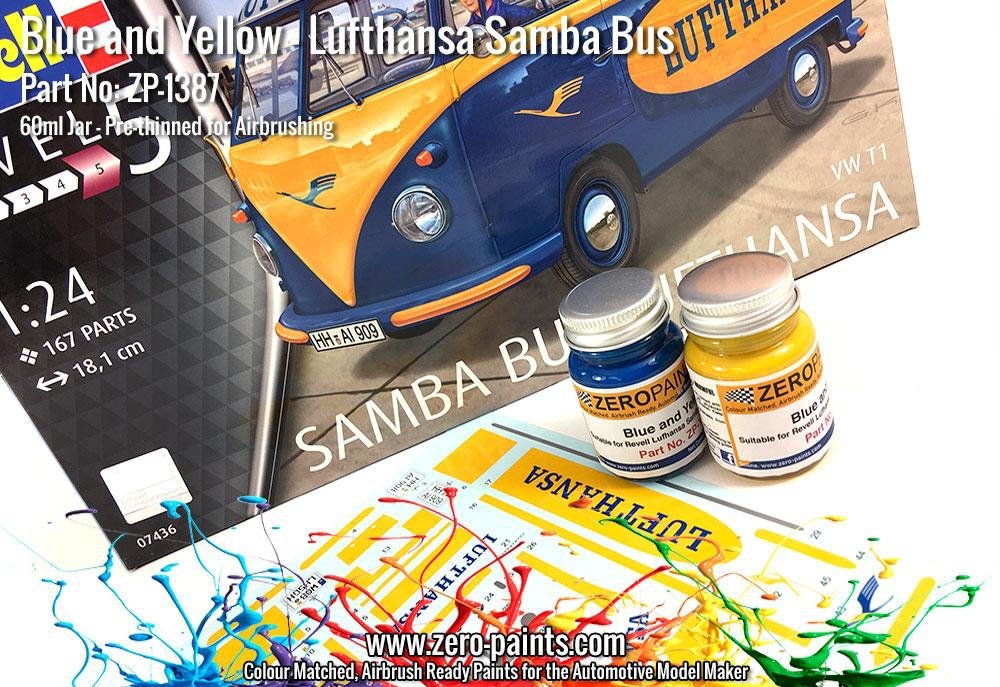 Zero Paints ZP-1387 Bus Lufthasa Samba - Coffret de peinture bleue et jaune 2 x 30 ml
