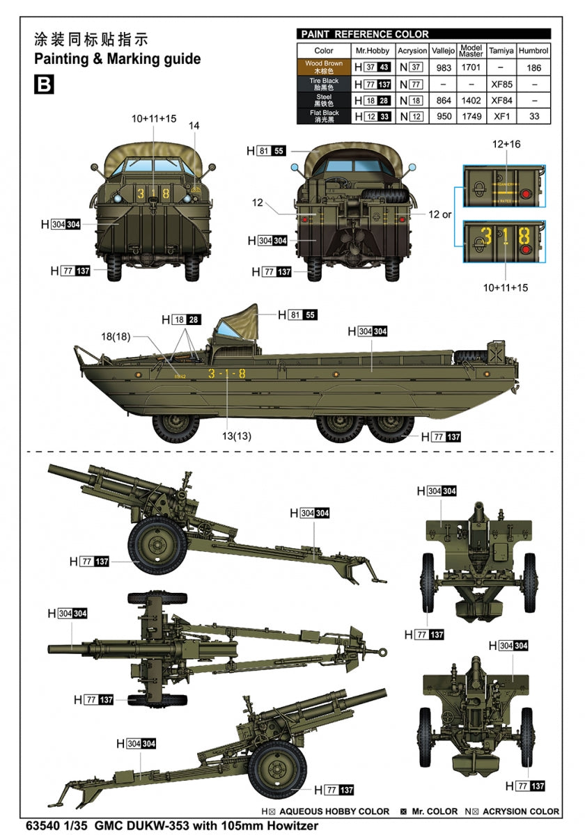 J&amp;#39;adore le kit 63540 GMC DUKW-353 avec obusier de 105 mm au 1/35 – image 6