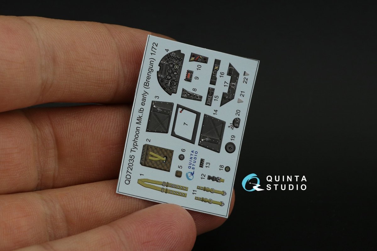 Quinta Studio QD72035 Hawker Typhoon Mk.1b (early) 3D-Printed &amp;amp; colored Interior on decal paper (Brengun) 1/72 – image 10