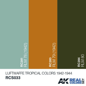 AK Interactive RCS033 LUFTWAFFE TROPICAL COLORS 1942-1944 3x10ml – immagine 2