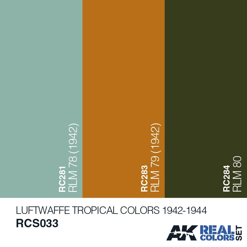 AK Interactive RCS033 LUFTWAFFE TROPICAL COLORS 1942-1944 3x10ml – immagine 2