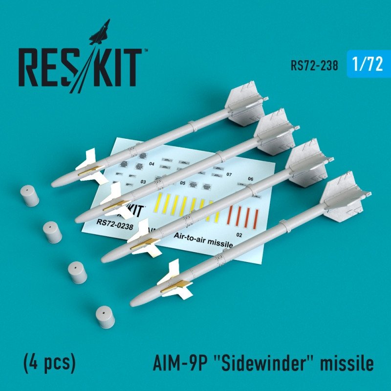 RESKIT RS72-0238 AIM-9P &amp;quot;Sidewinder&amp;quot; missile (4 PCS) 1/72