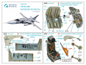 Quinta Studio QD48238 Su-24M 3D-Printed &amp;amp; colored Interior on decal paper ( Trumpeter ) 1/48 – image 2