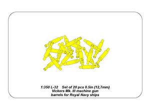 Aber 350L-32 Set of 20 pcs 0,5in (12,7mm) Vickers Mk.III machine gun barrels for Royal Navy ships 1/350 – Bild 5